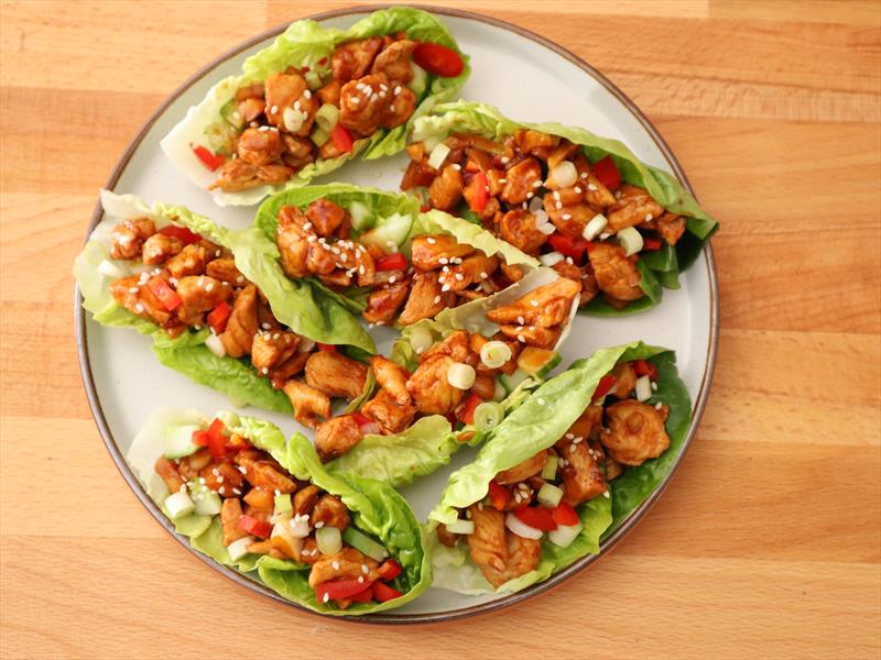 Korean chicken lettuce wraps